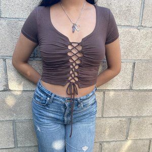 BROWN CROP TOP